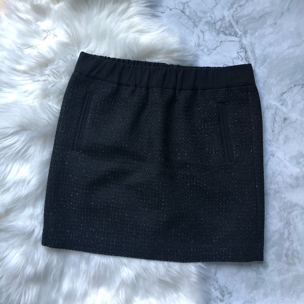 LOFT Black Sparkly Mini Skirt Sz M